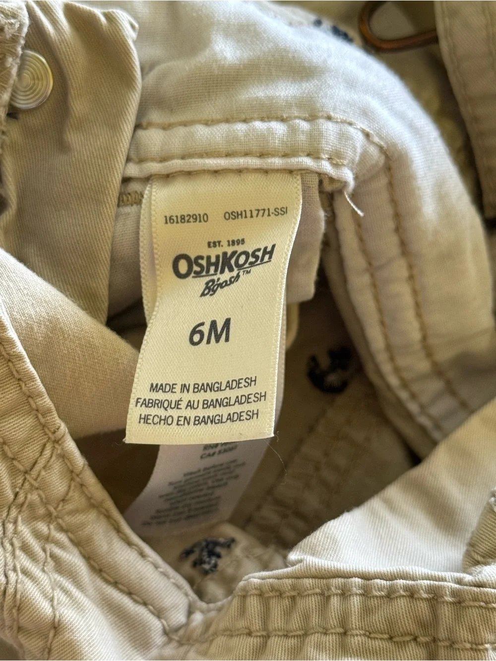NWOT OshKosh BGosh Khaki Anchor Shortall Overalls Baby Boy Nautical 6M